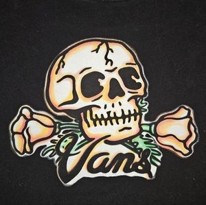 Vans. Womens classic fit size small tee. Worn once. Black with neon skull